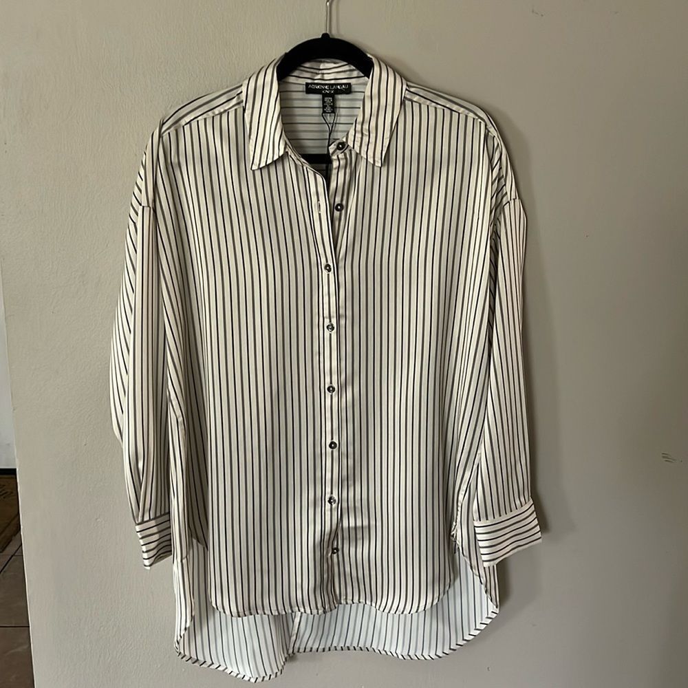 Women’s Over Sized Stripe Button Down Shirt